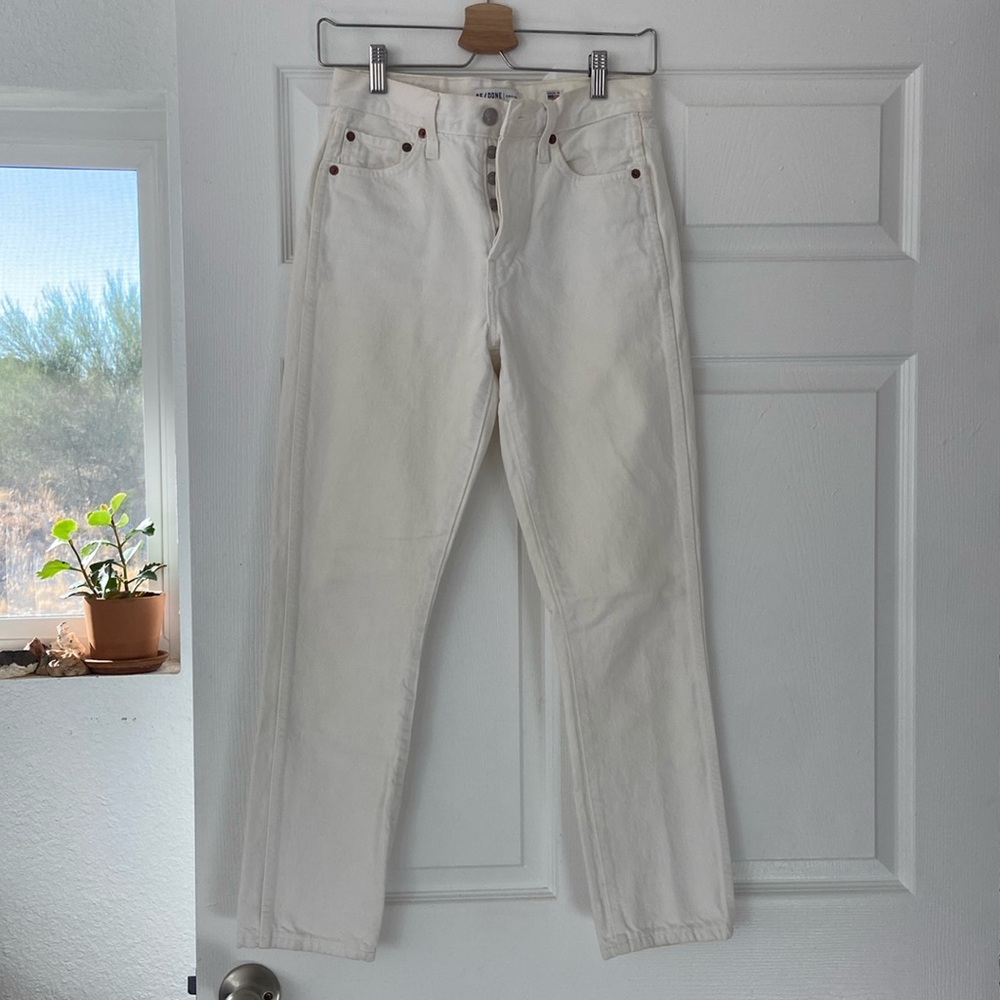 RE/DONE white button fly denim